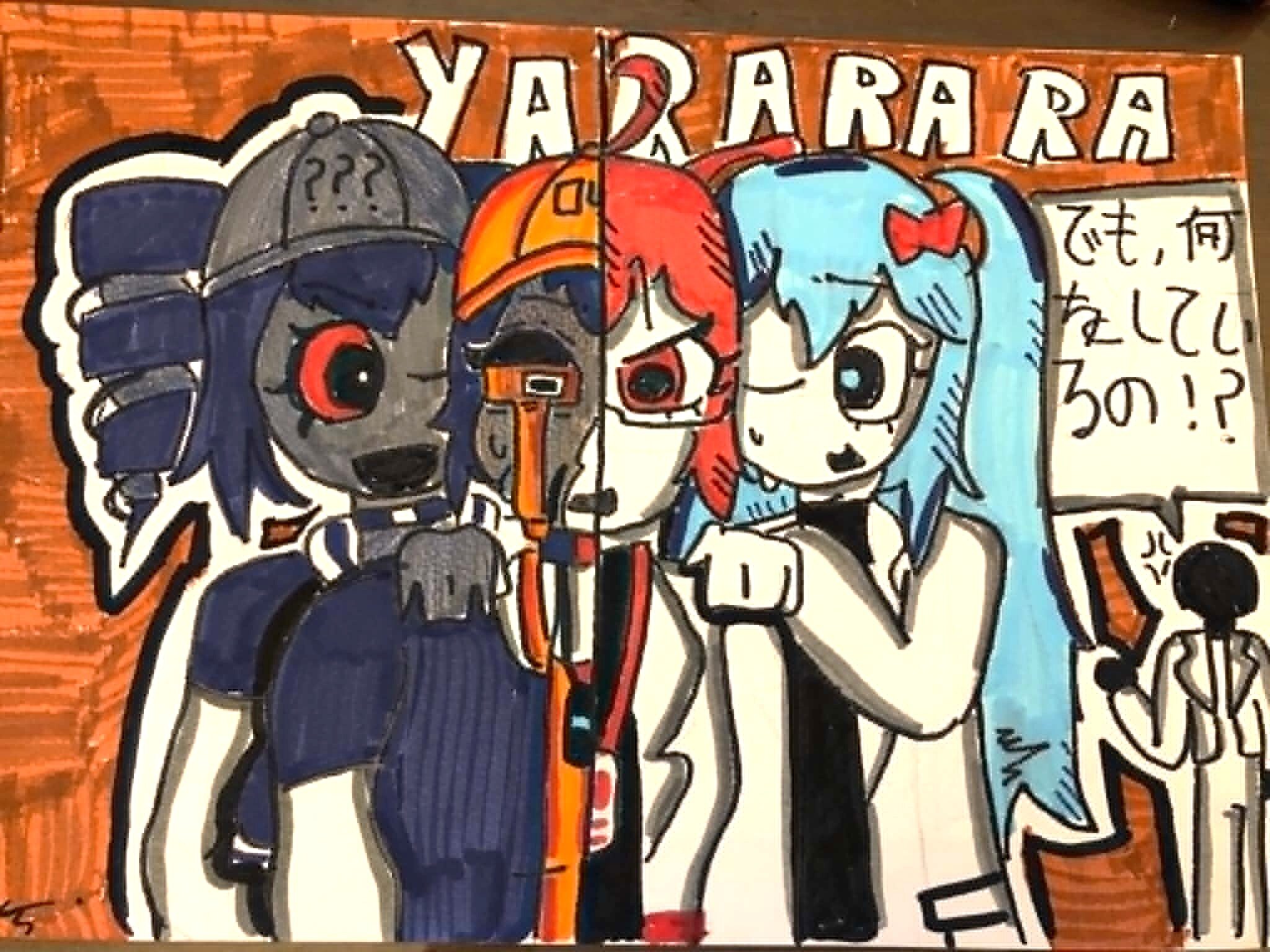 YARARARA fan art cartacea: Teto, Zombie Teto e Hatsune Miku in un disegno fatto da me