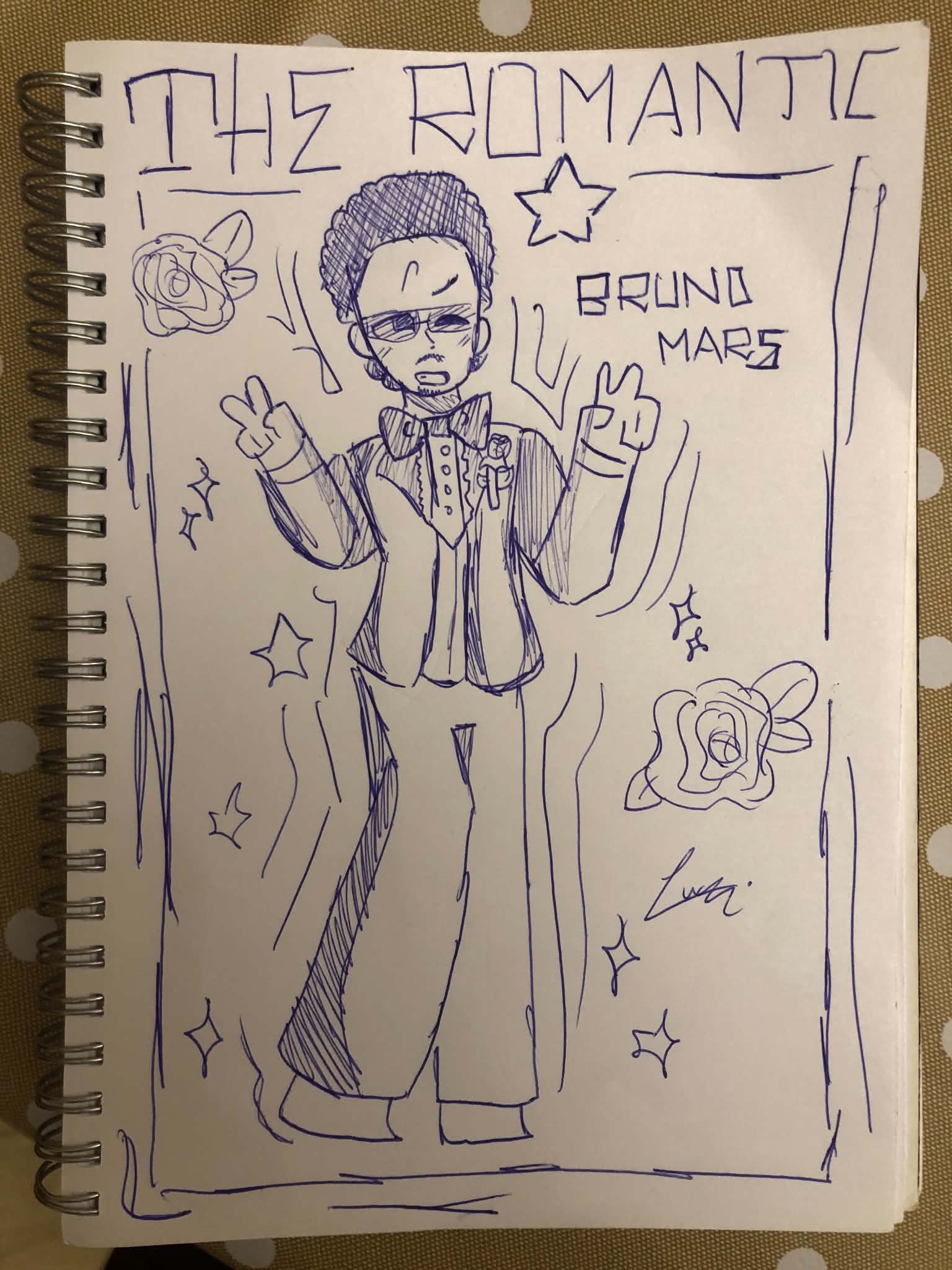 Disegno di Bruno Mars a penna: analisi di una fan art realizzata in 20 minuti